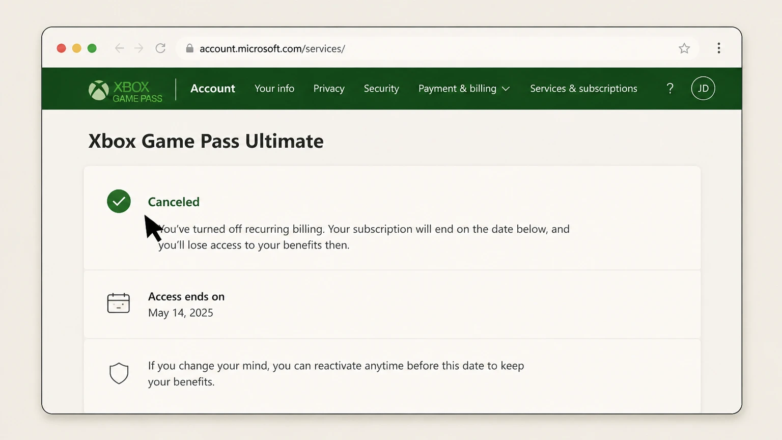 Xbox Game Pass web cancellation: Save the expiration date