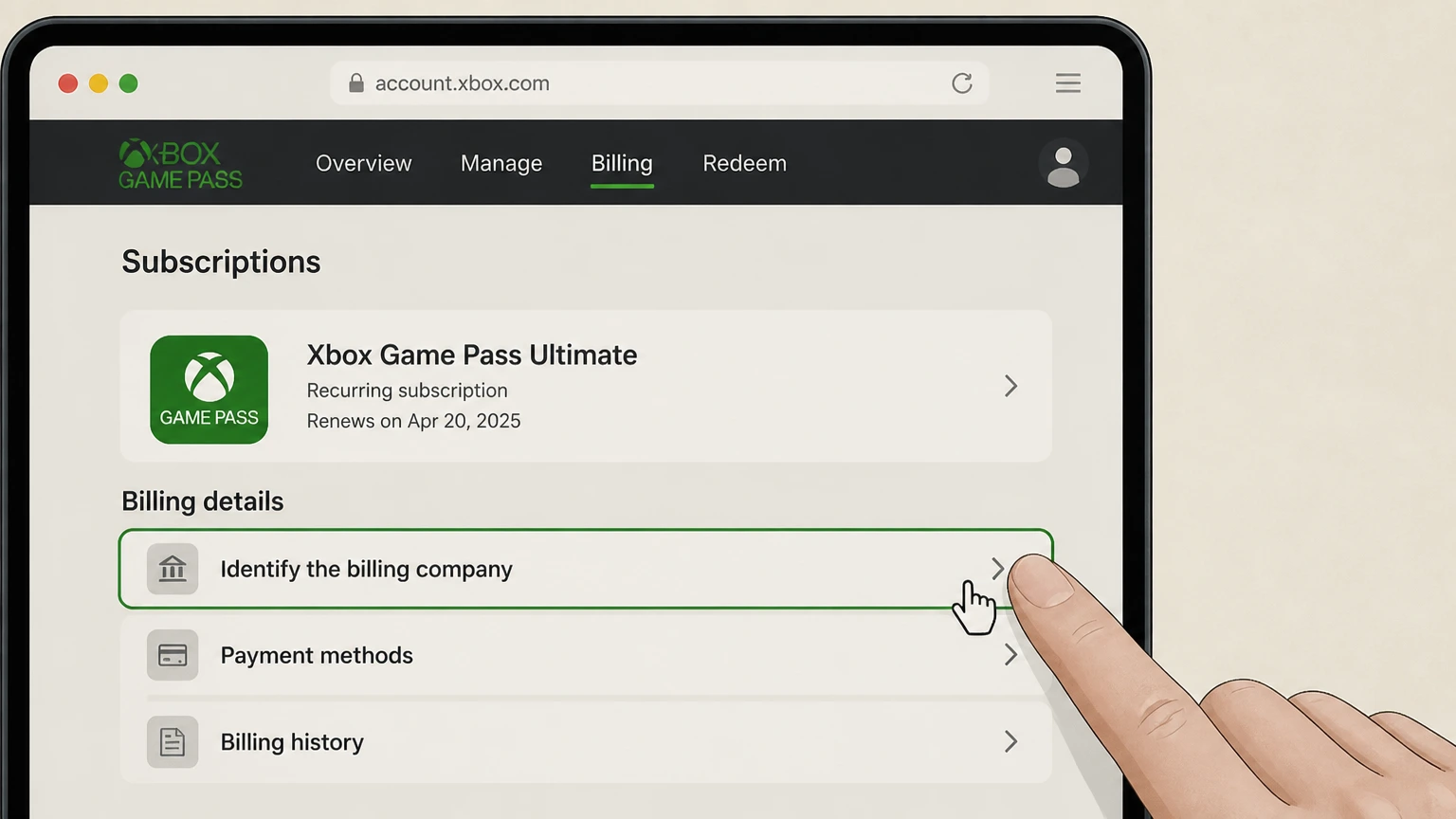 Xbox Game Pass xbox cancellation: Identify the billing company