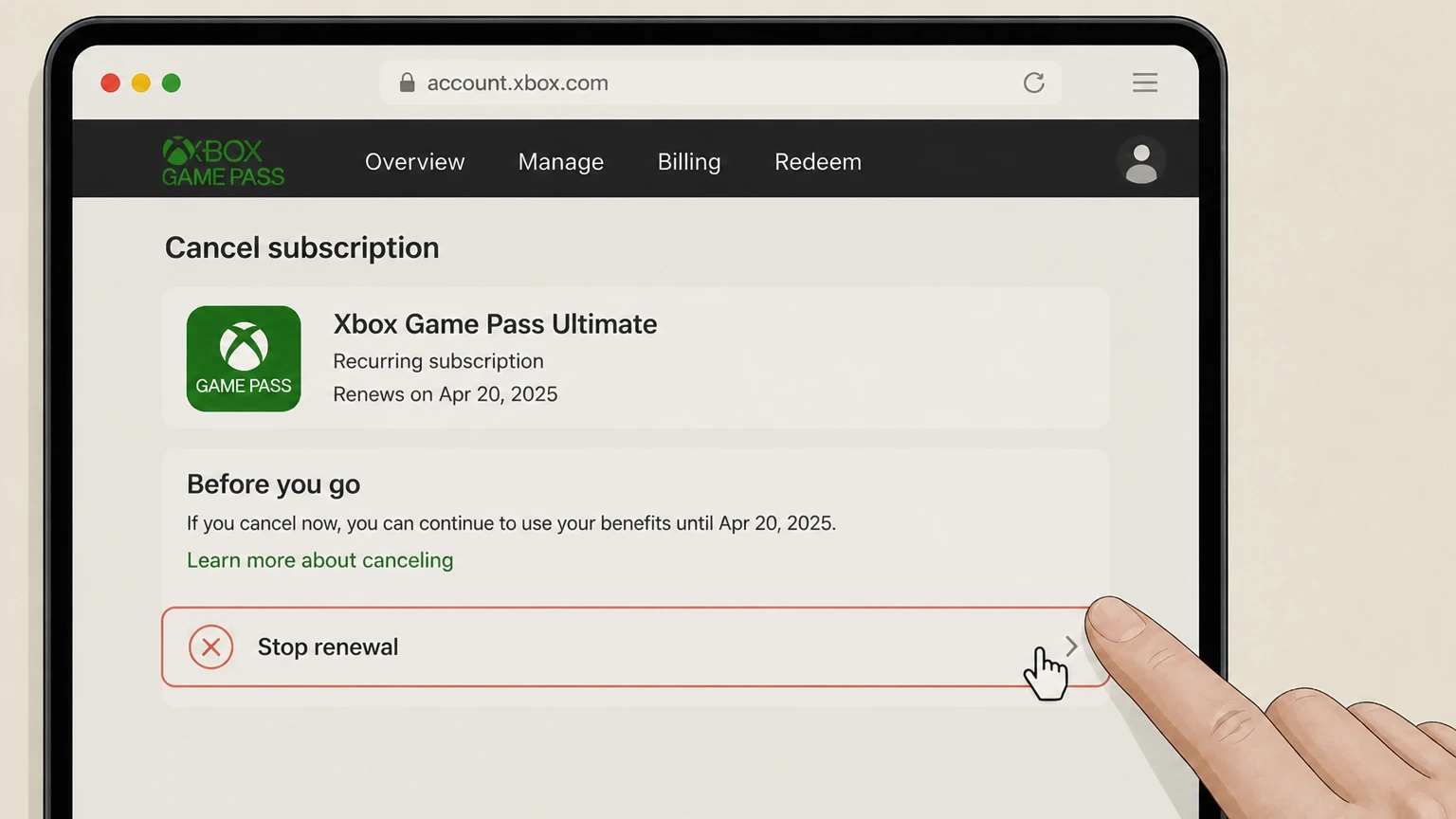 Xbox Game Pass xbox cancellation: Stop renewal