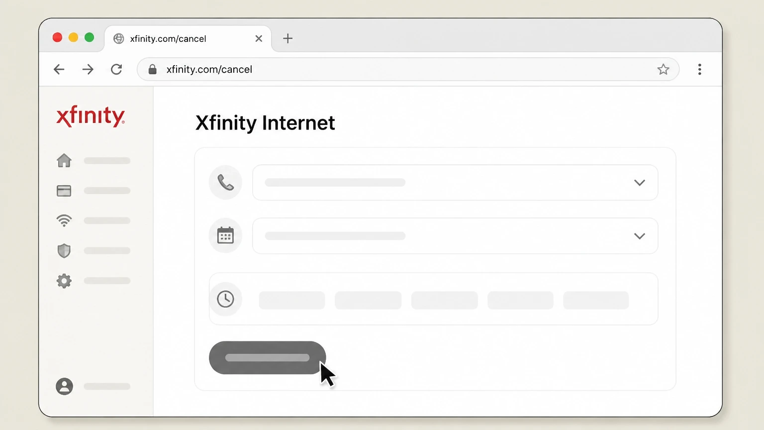 Xfinity Internet Web (schedule a cancellation call) cancellation: Submit your callback request