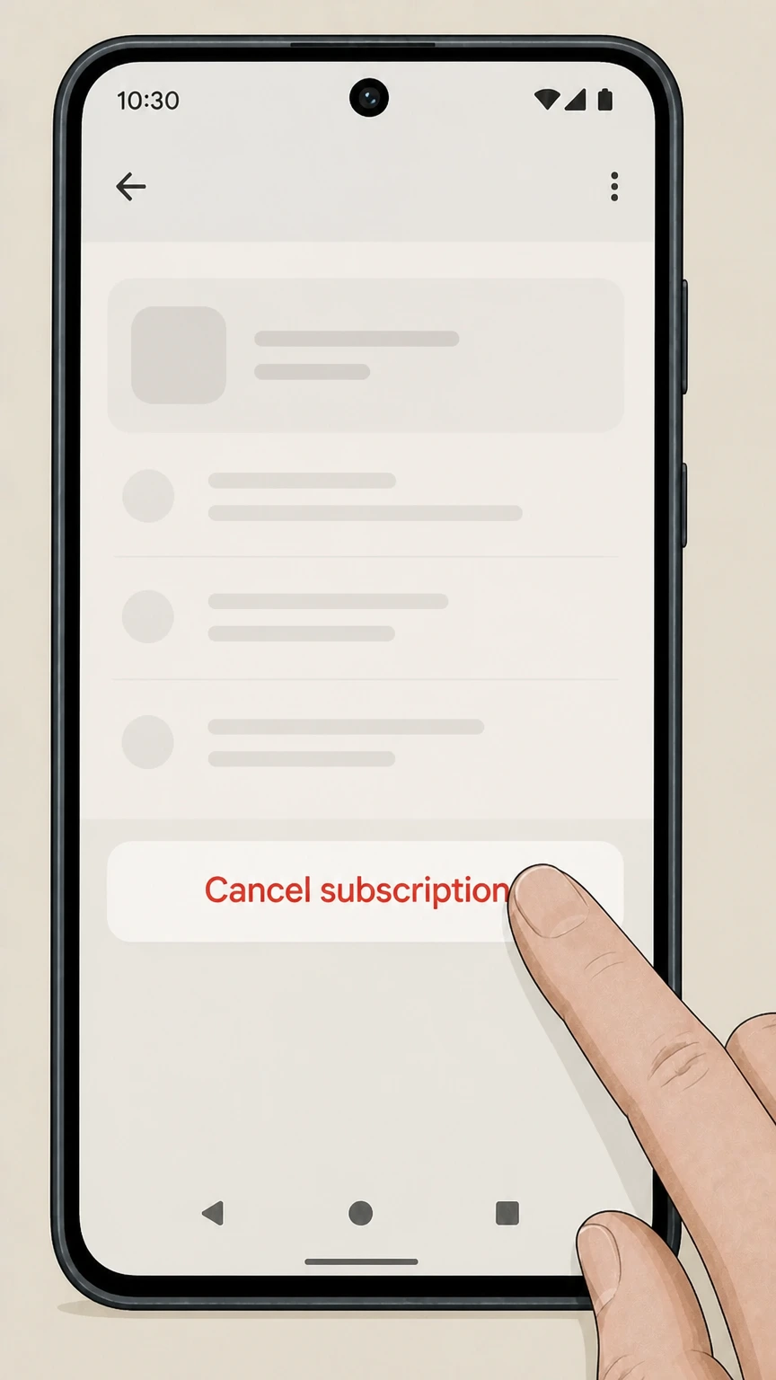 Yoga-Go Google Play Store on Android cancellation: Tap Cancel subscription