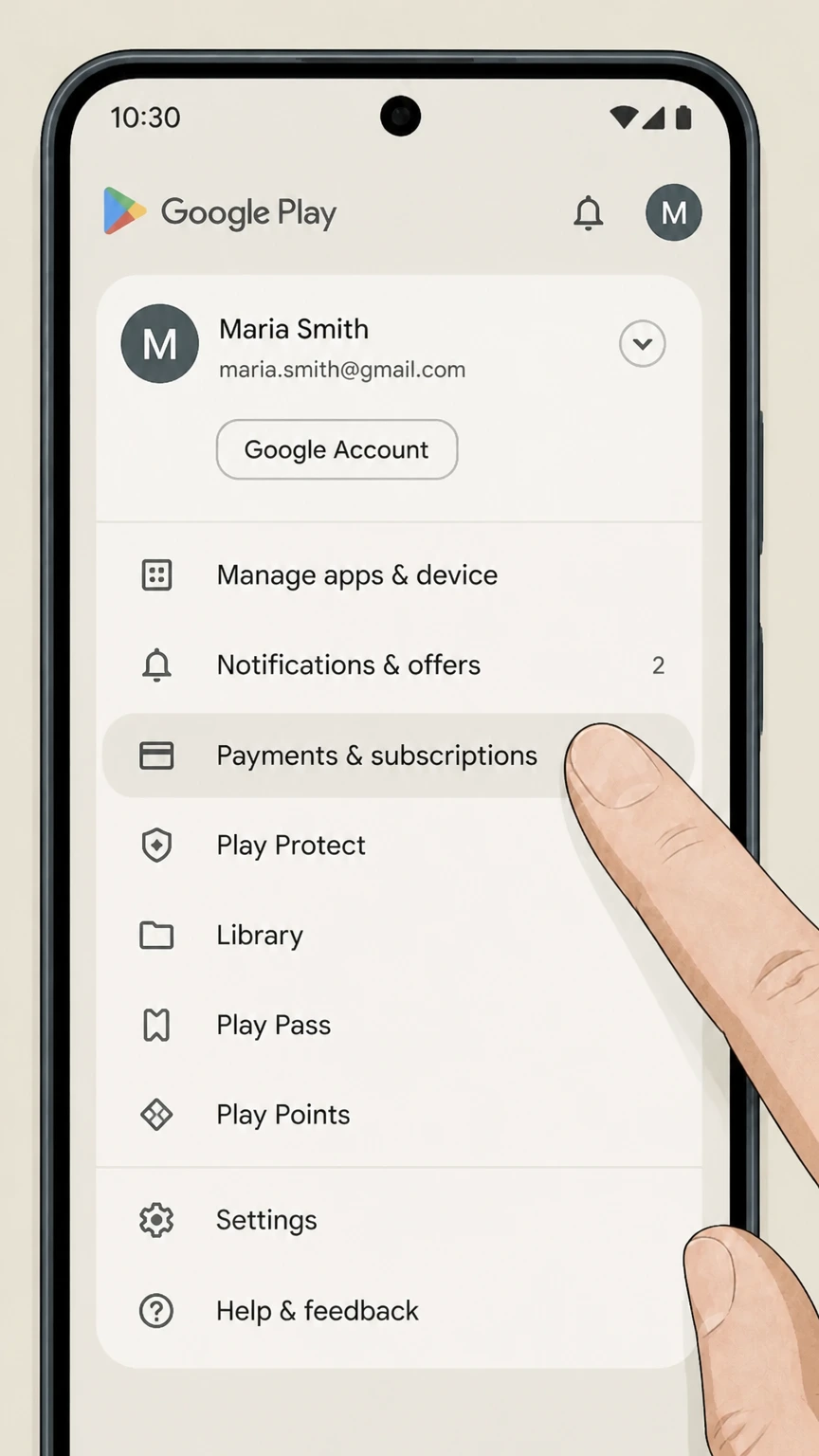 YouTube Premium android cancellation: Open Payments & subscriptions
