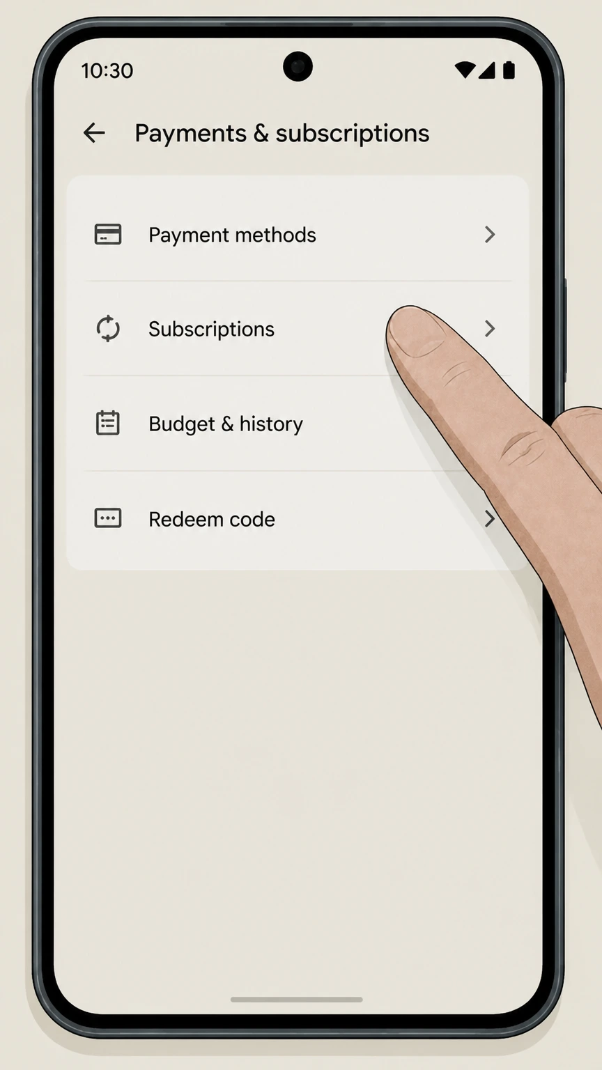 YouTube Premium android cancellation: Open Subscriptions