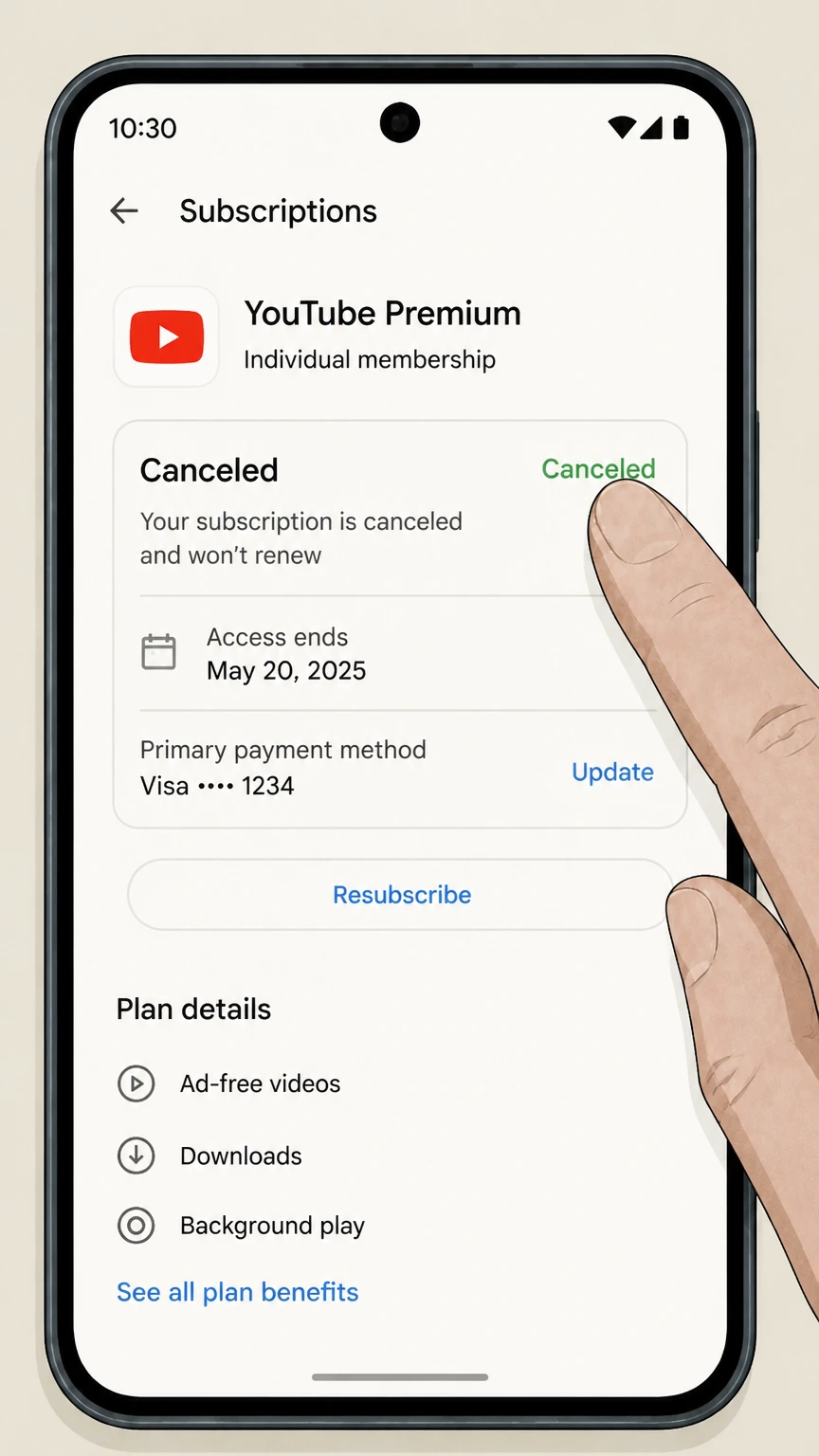 YouTube Premium android cancellation: Save the expiration date