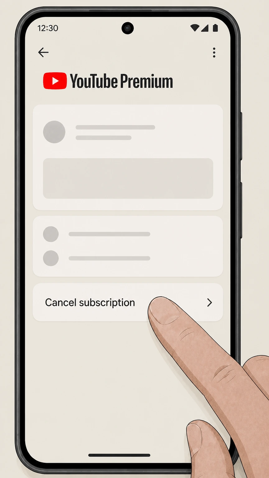 YouTube Premium cancel on android: Choose Cancel subscription