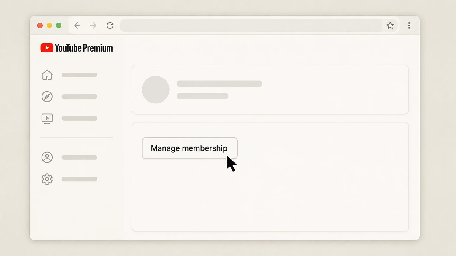 YouTube Premium cancel on the provider website: Choose Manage membership