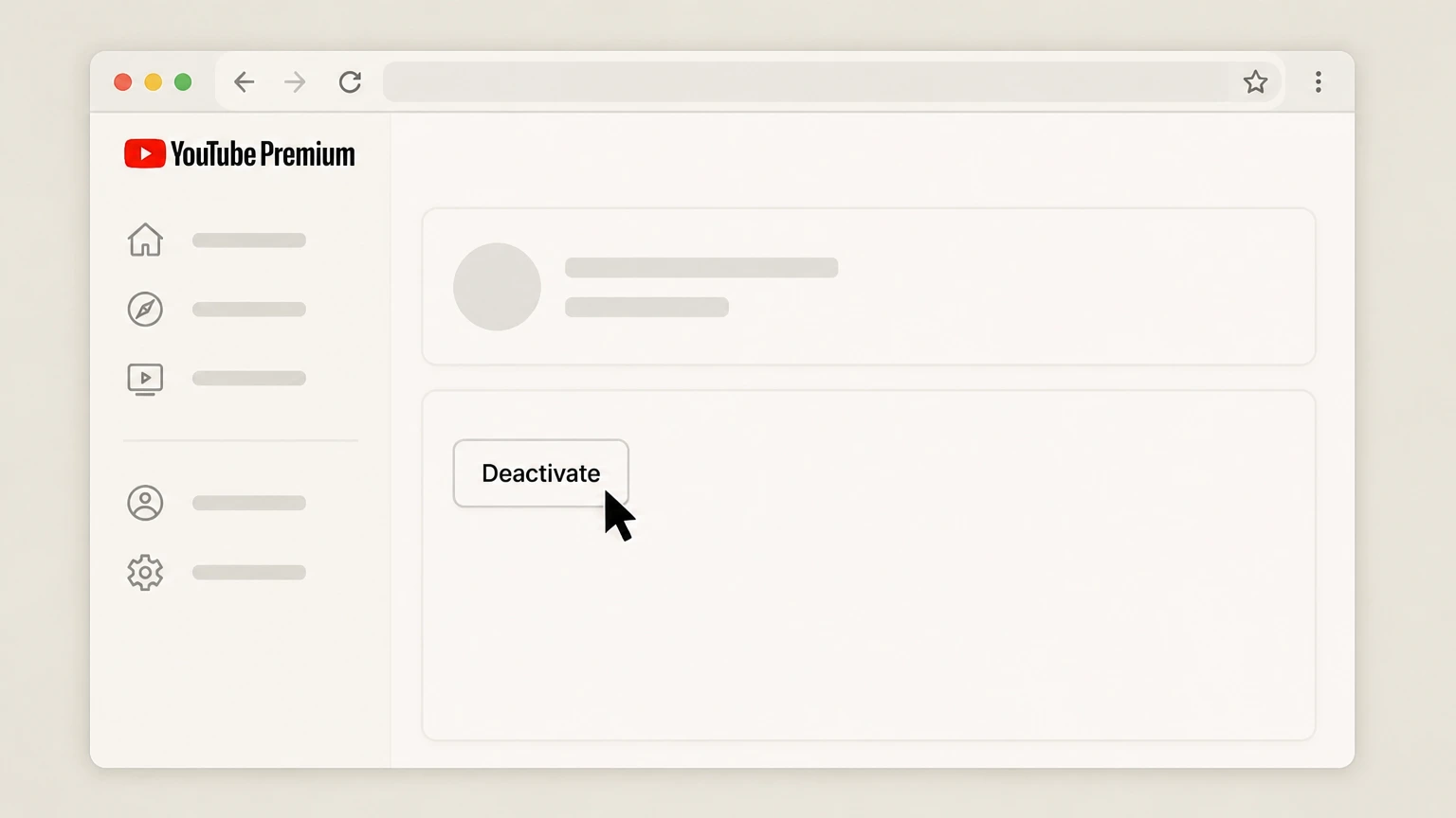 YouTube Premium cancel on the provider website: Choose Deactivate