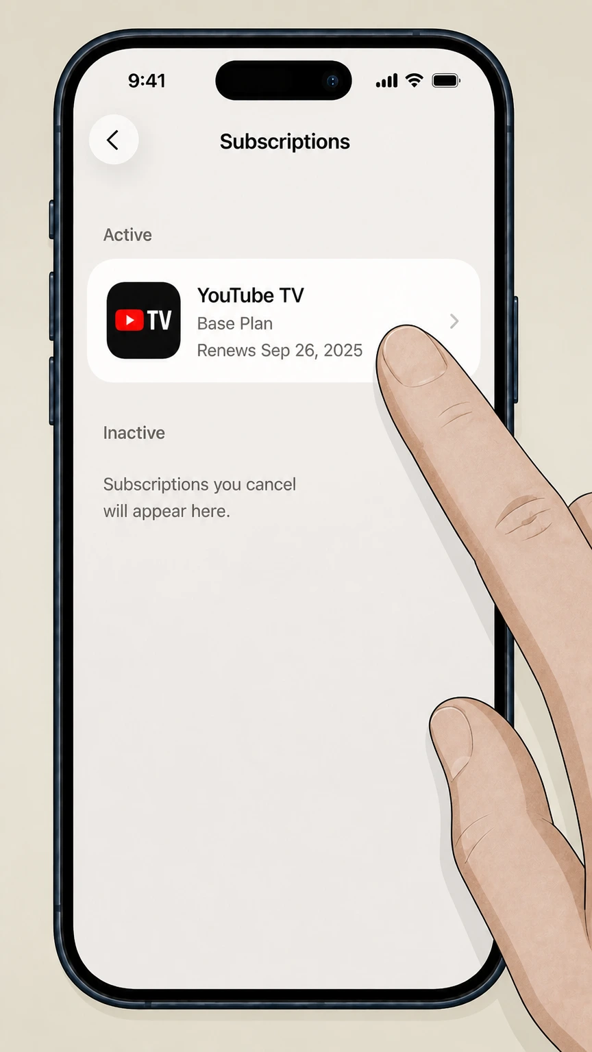 YouTube TV ios cancellation: Choose YouTube TV