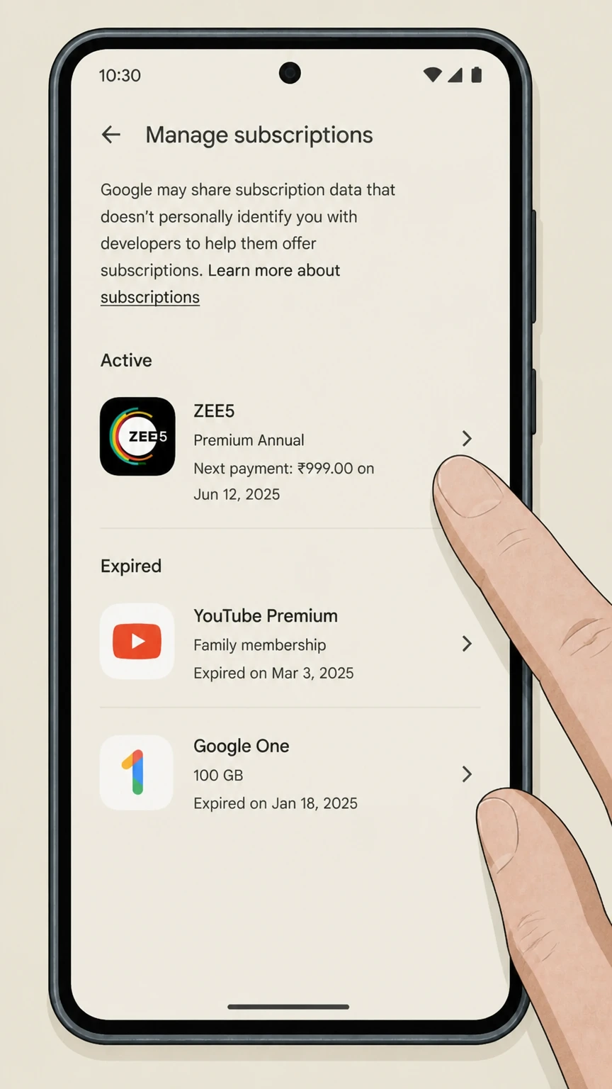 ZEE5 google-play cancellation: Choose ZEE5