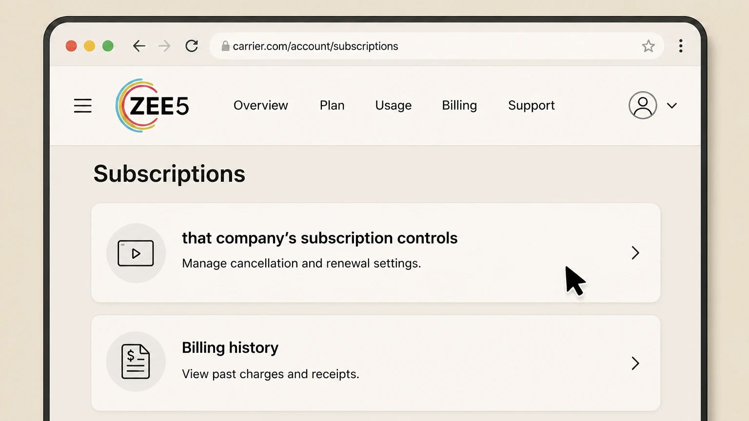 ZEE5 mobile-carrier cancellation: Open that company’s subscription controls