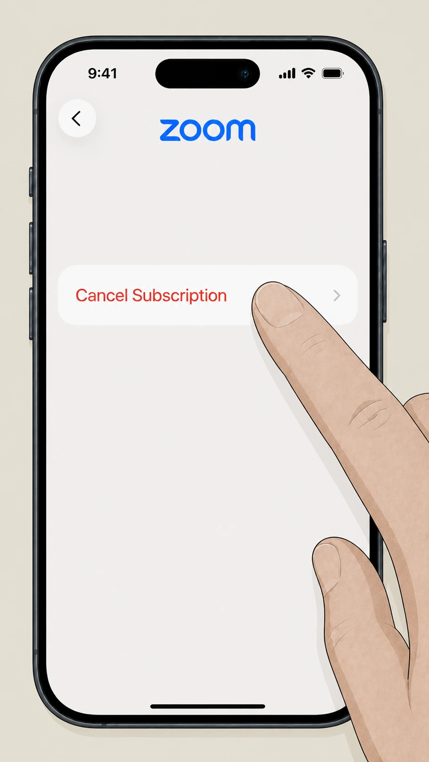 Zoom cancel an app store subscription: Tap Cancel Subscription