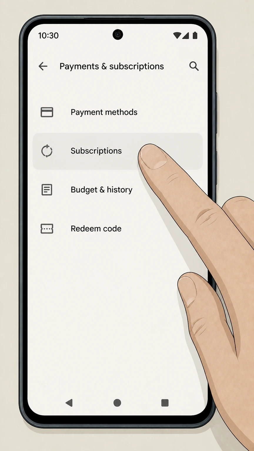 Zoom google-play cancellation: Open Subscriptions