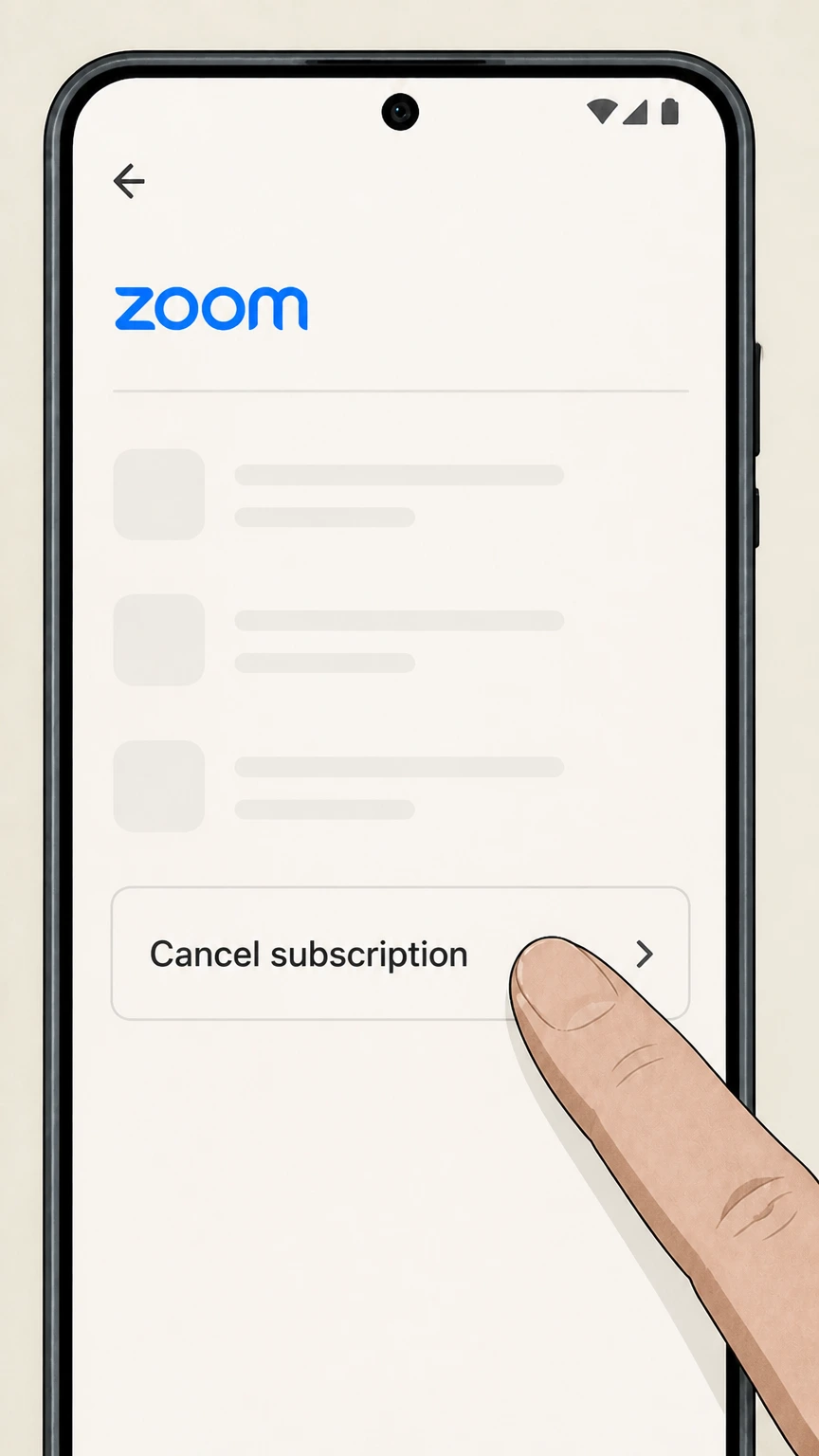 Zoom cancel a google play subscription: Choose Cancel subscription