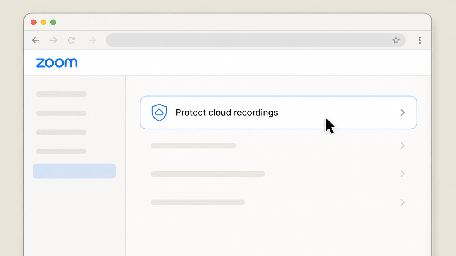 Zoom cancel on the provider website: Protect cloud recordings